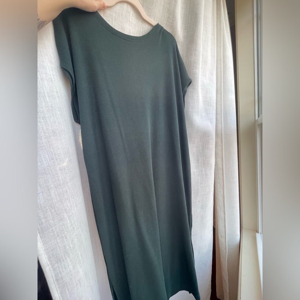 🦋 Like New Ribbed Cotton Dress Stretch Plus 2X Green Old Navy